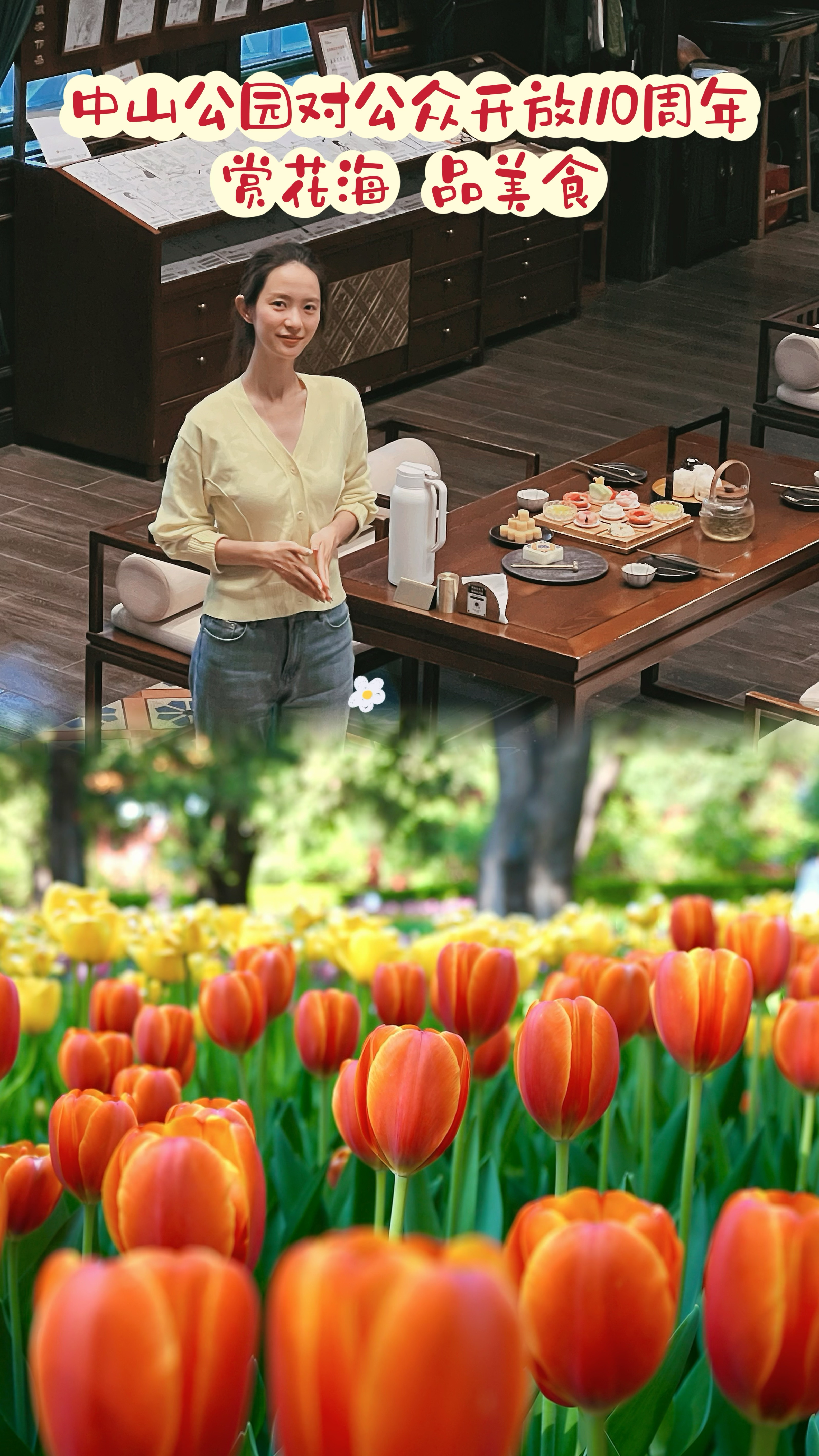 中山公园里赏郁金香花海,来今雨轩中品鲁迅同款冬菜包子