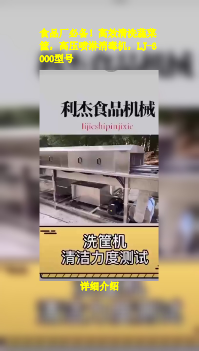食品厂必备!高效清洗蔬菜筐,高压喷淋消毒机,LJ-6000型号