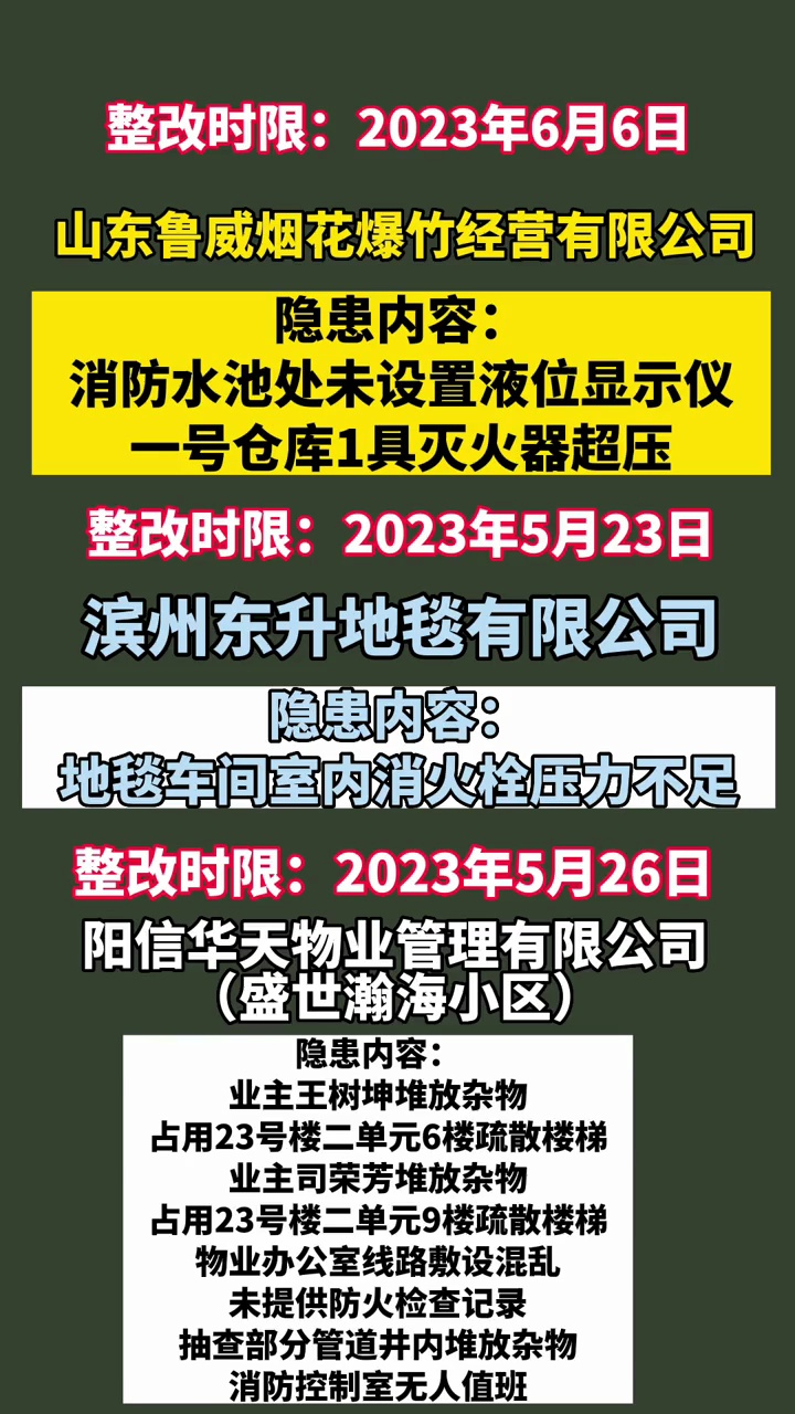 滨城区双量虾水饺酒店等十家单位消防违法行为被曝光