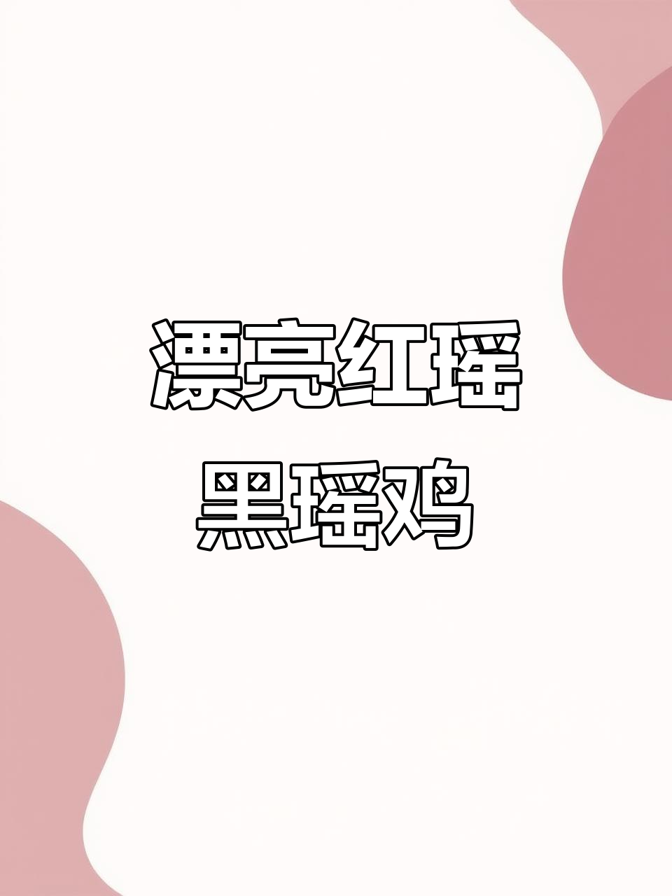 红瑶黑瑶鸡:外观美丽,肉质鲜美,大小适中