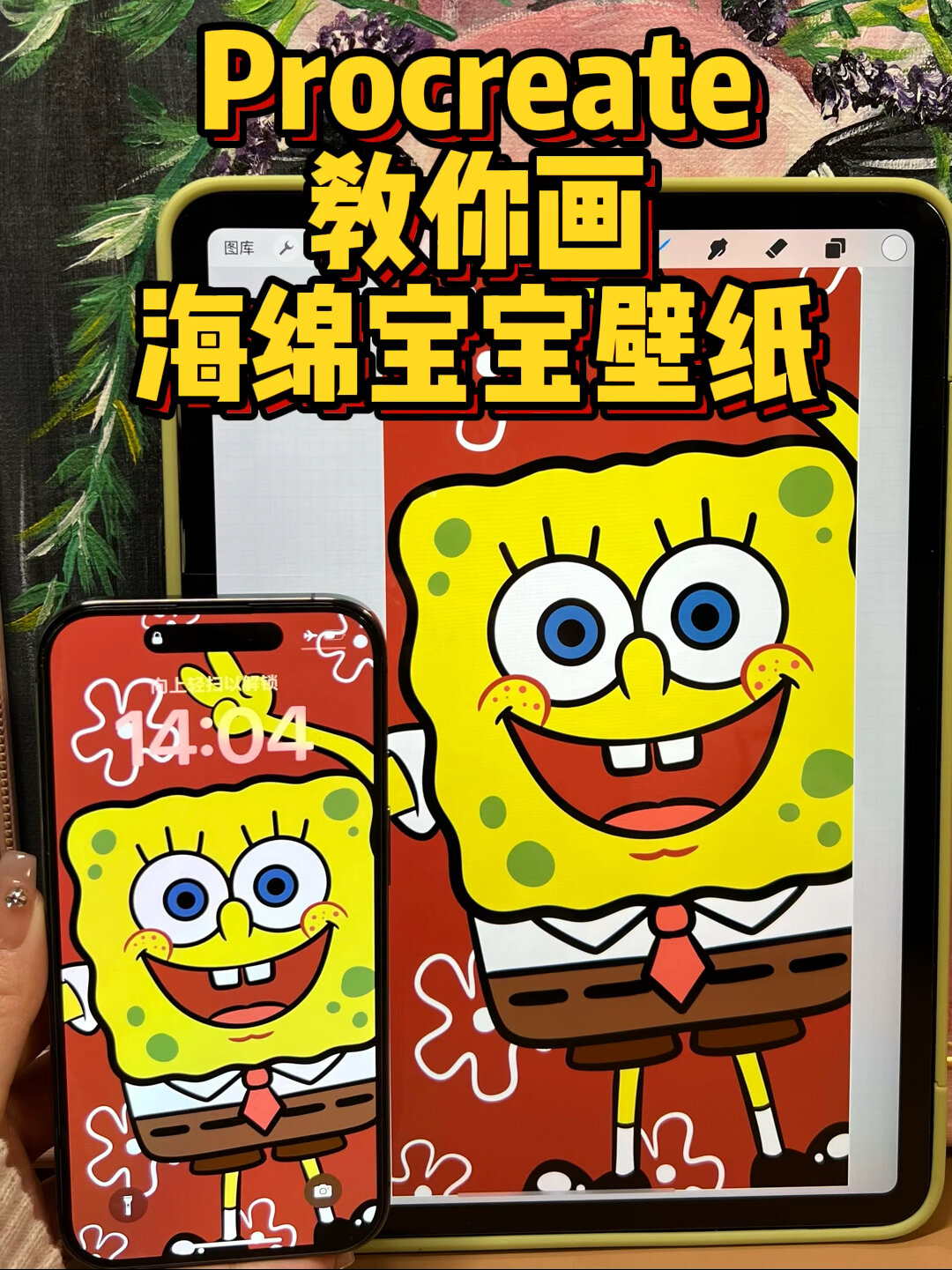 敲可爱的海绵宝宝壁纸教程|卡通简笔画