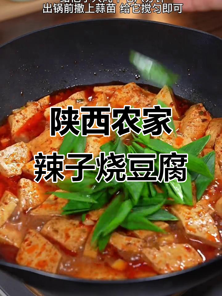 陕西农村传统辣子烧豆腐,配热蒸馍吃最香
