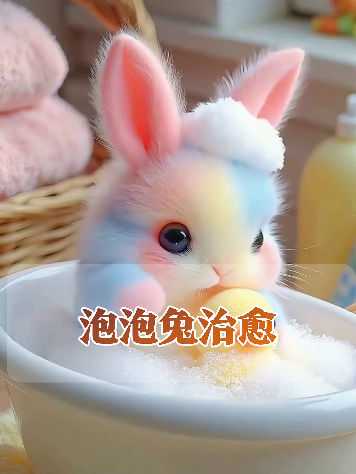 兔子洗澡萌出血!小黄鸭被迫营业,裹毛巾秒变棉花糖