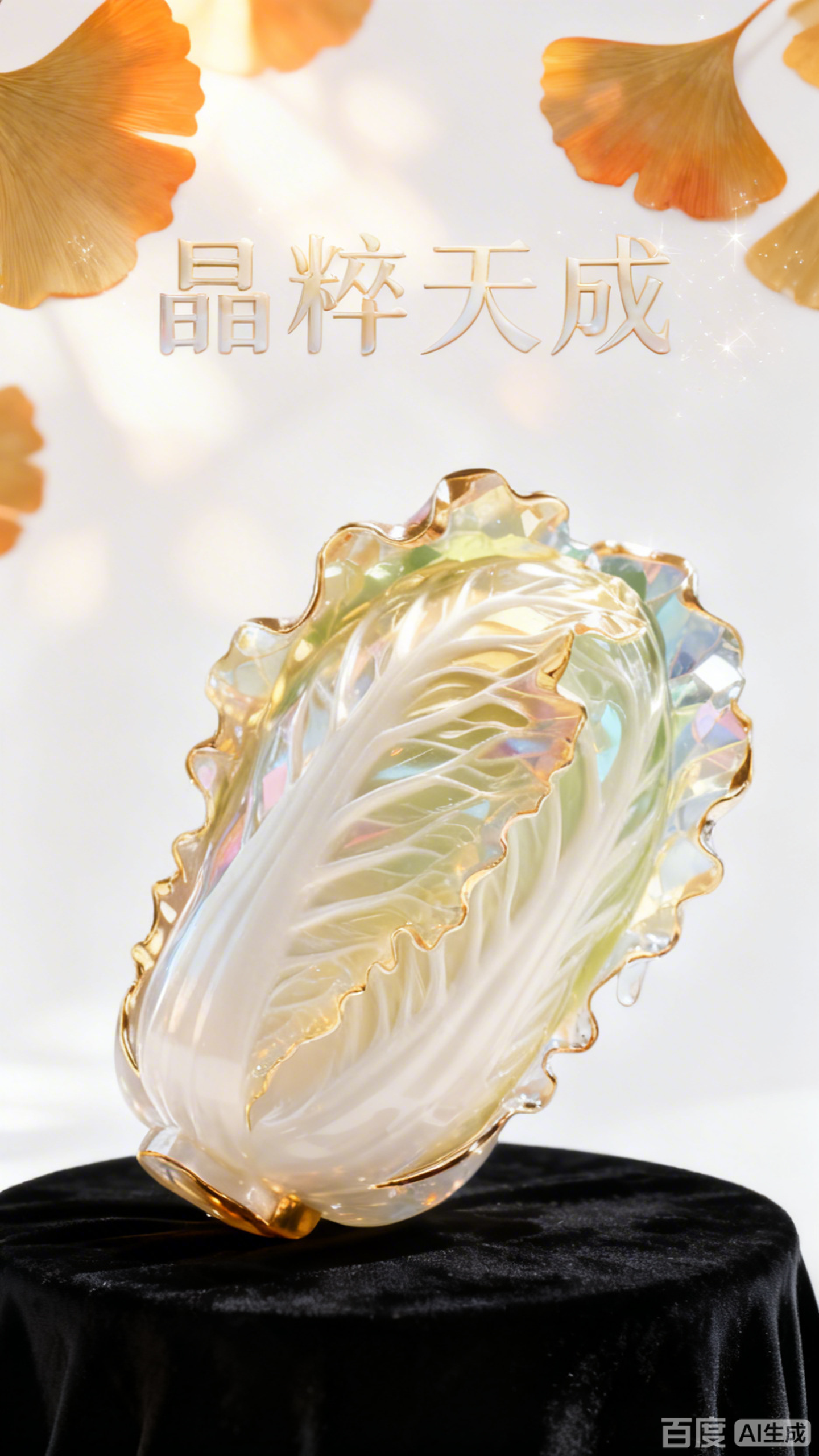 超写实水晶金边白菜艺术