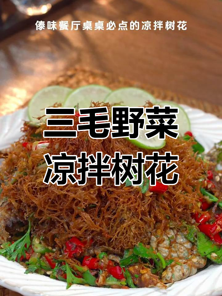 云南三毛野菜凉拌树花,酸辣爽口让你停不下来