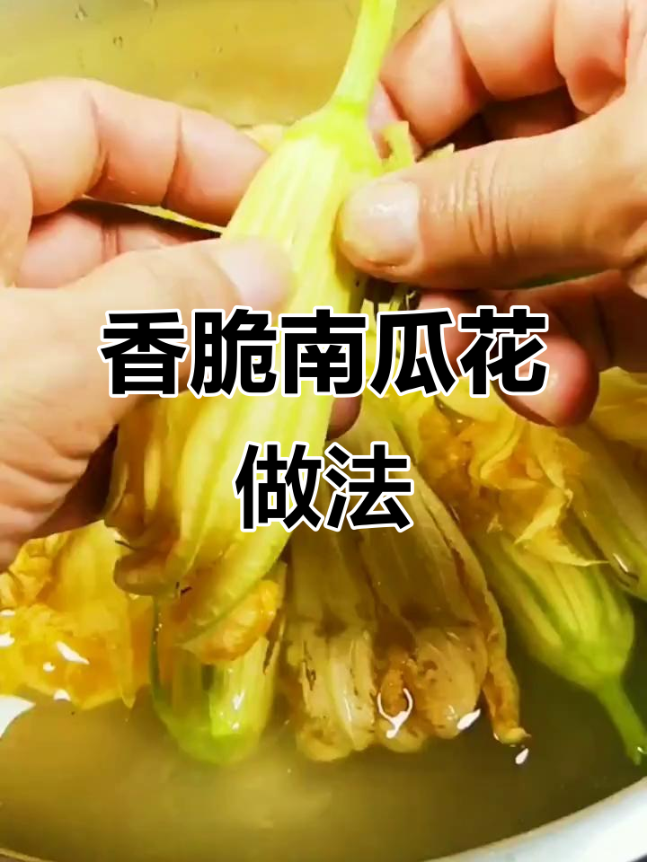 南瓜花炸至金黄酥脆,隔壁小孩闻到都哭了!