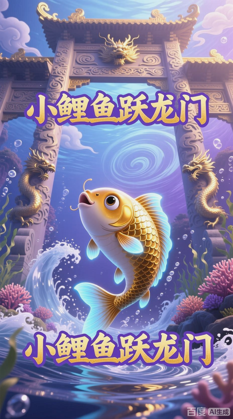 鲤鱼跃龙门,可爱启新程