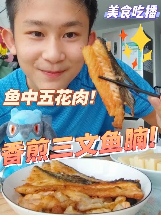 「利欧路小明」煎三文鱼腩|奶酪吃播 171期