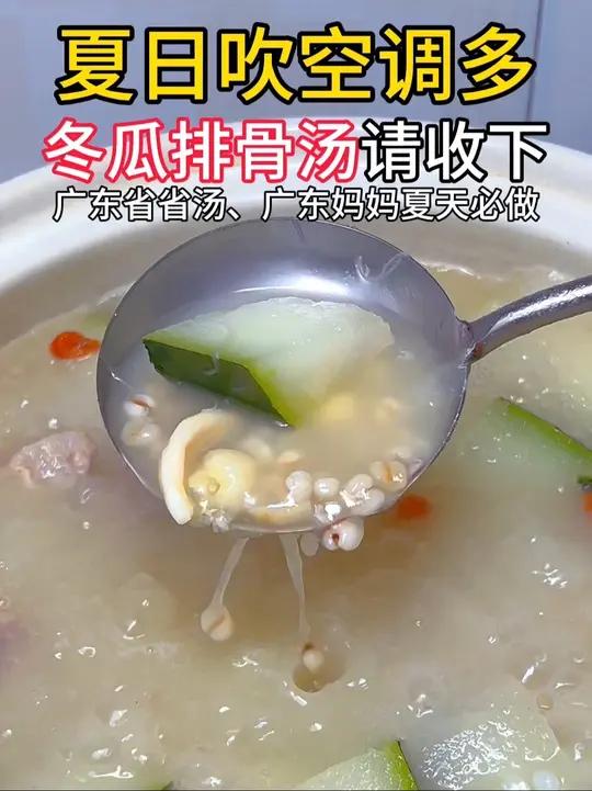 可惜你不是广东人,不懂夏天吹空调喝冬瓜薏米排骨汤的好