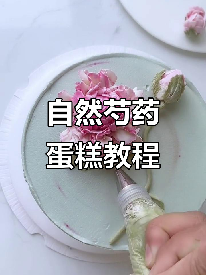 自然系芍药蛋糕,豆沙裱花与曲奇叶子的完美搭配