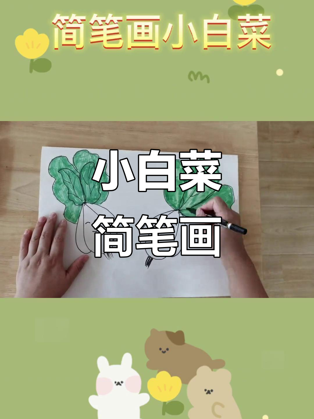 简笔画小白菜，清新可爱！