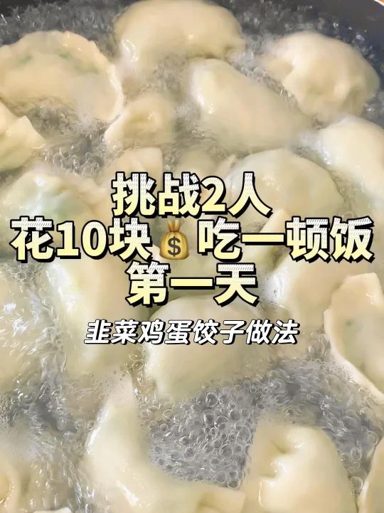 挑战10元吃一顿饭|韭菜鸡蛋饺子做法 9.8