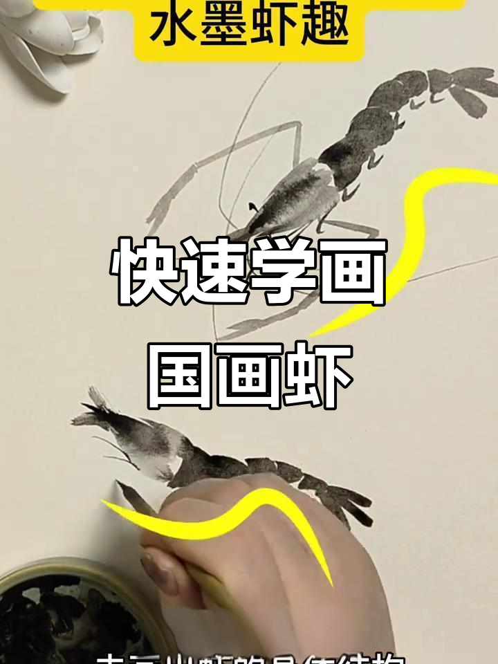 一分钟学会国画虾,轻松掌握笔法技巧