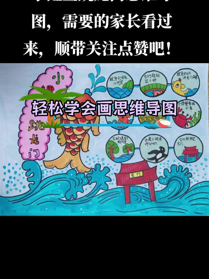 小鲤鱼跳龙门思维导图,家长也能学画画