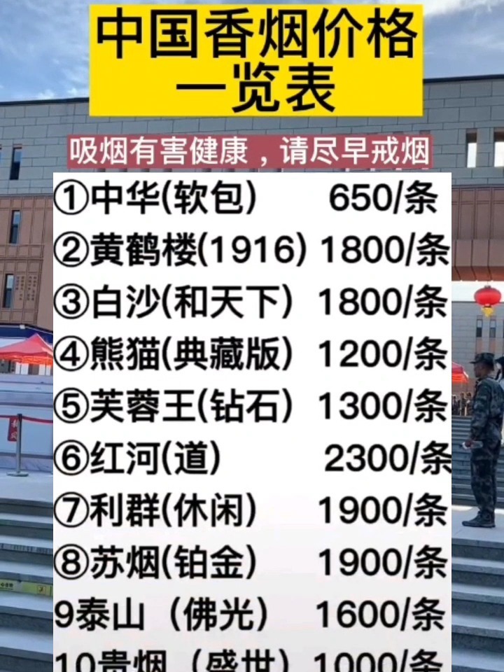 中国香烟价格一览表