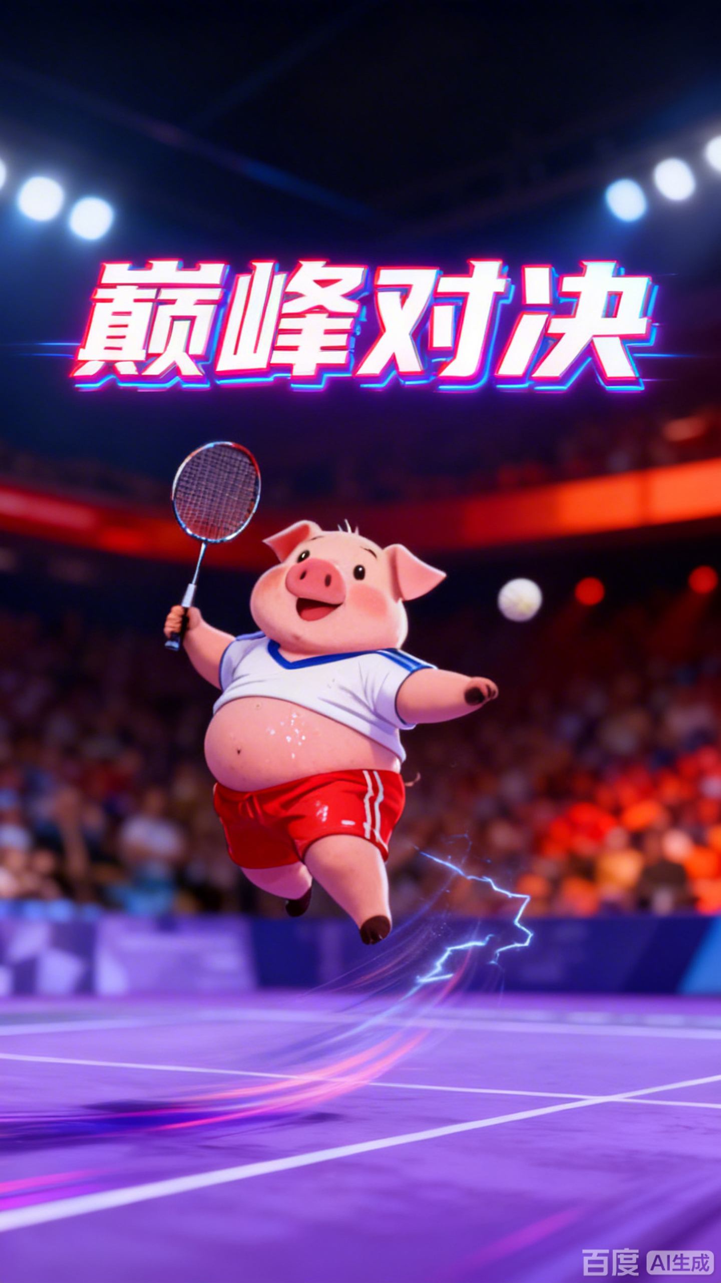 绿色小狗与红色小猪的羽毛球激战