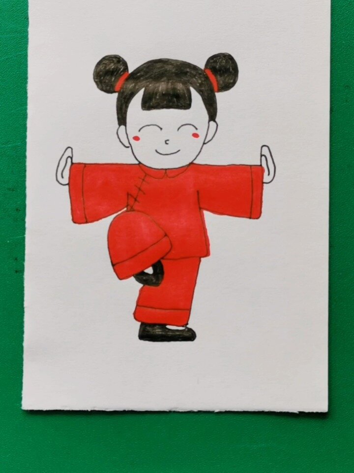 金鸡独立(单腿站桩)简笔画