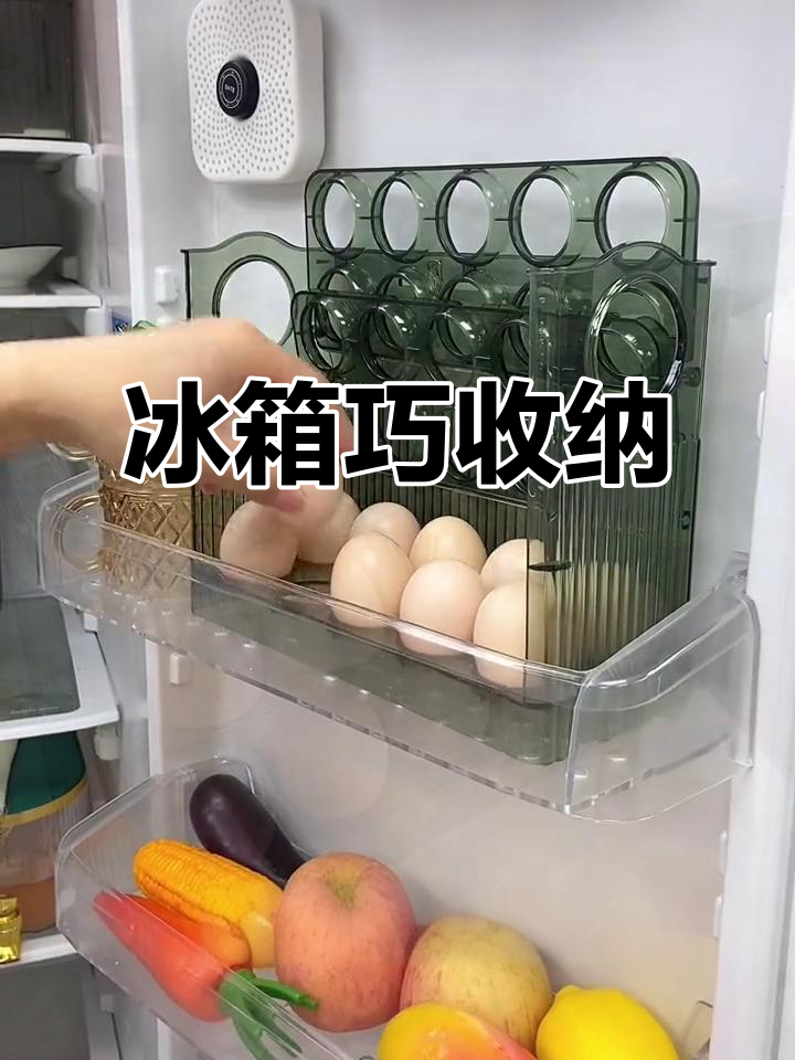 鸡蛋盒巧妙放置,省空间又好拿,冰箱侧边设计超实用!