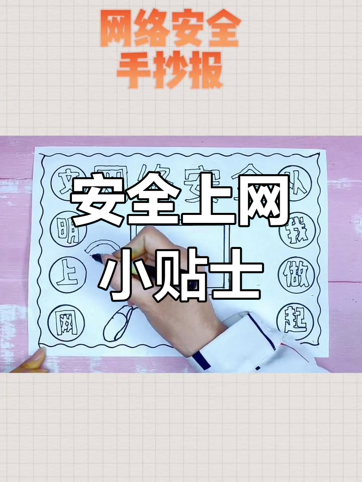 网络安全手抄报,简单元素绘制
