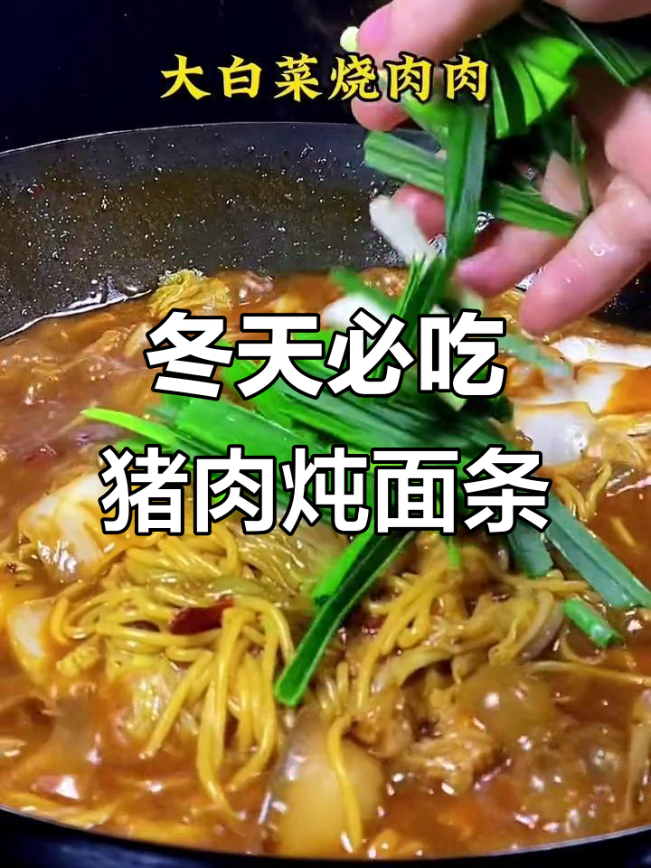 冬季暖心家常菜,猪肉炖粉条配白菜,味道超赞