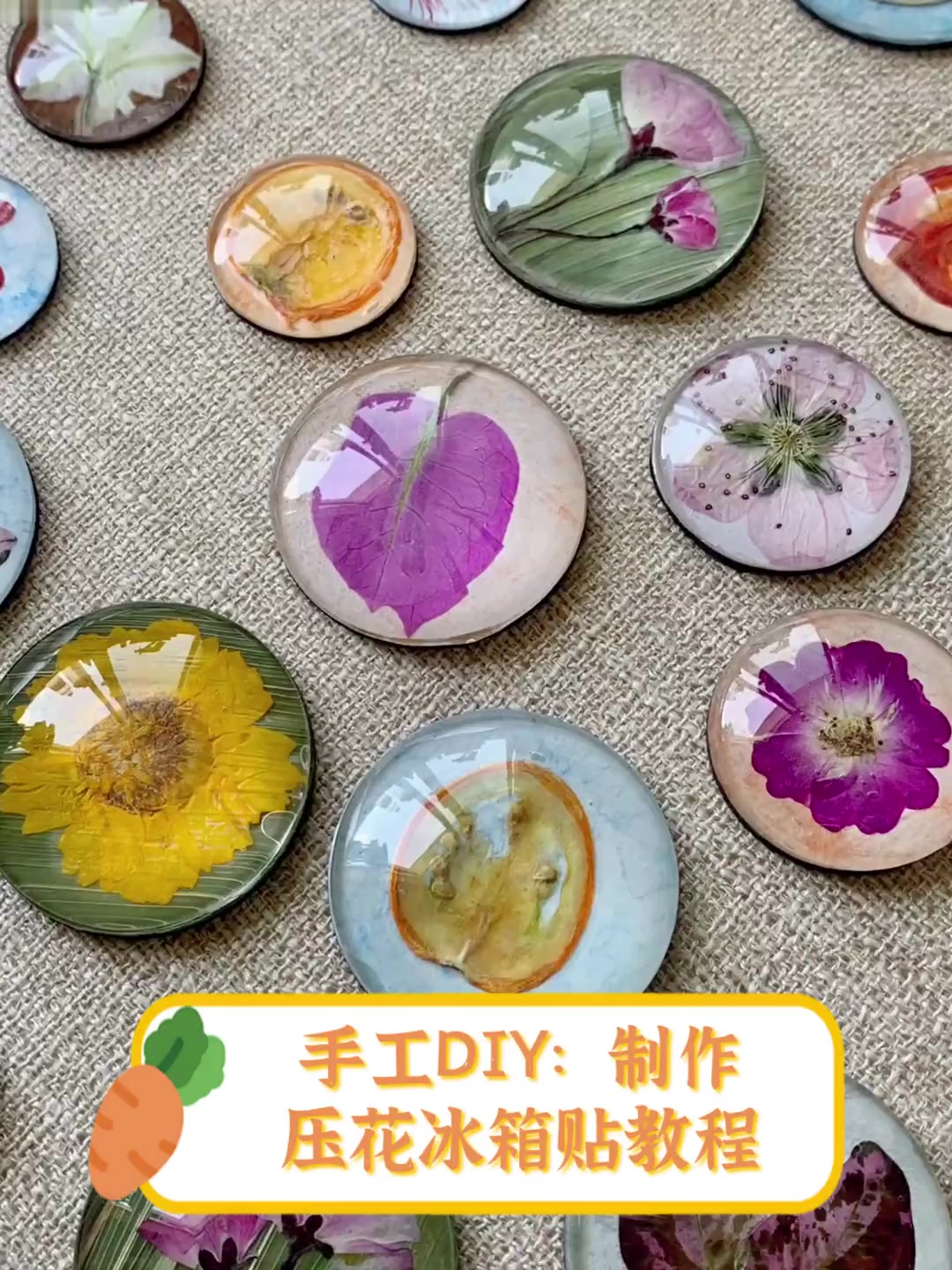 手工DIY:制作压花冰箱贴教程