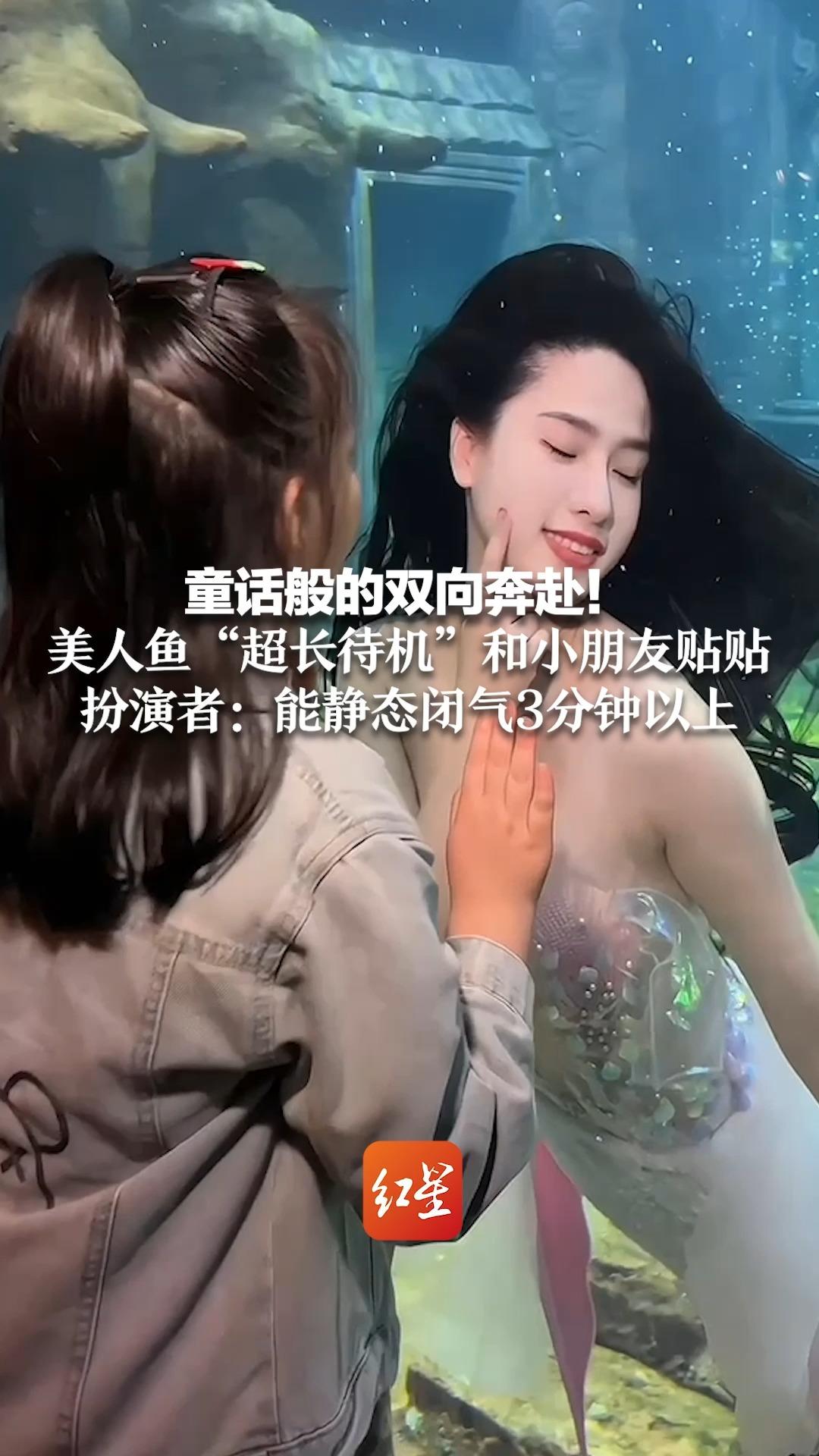 童话般的双向奔赴!美人鱼“超长待机”和小朋友贴贴 扮演者:能静态闭气3分钟以上