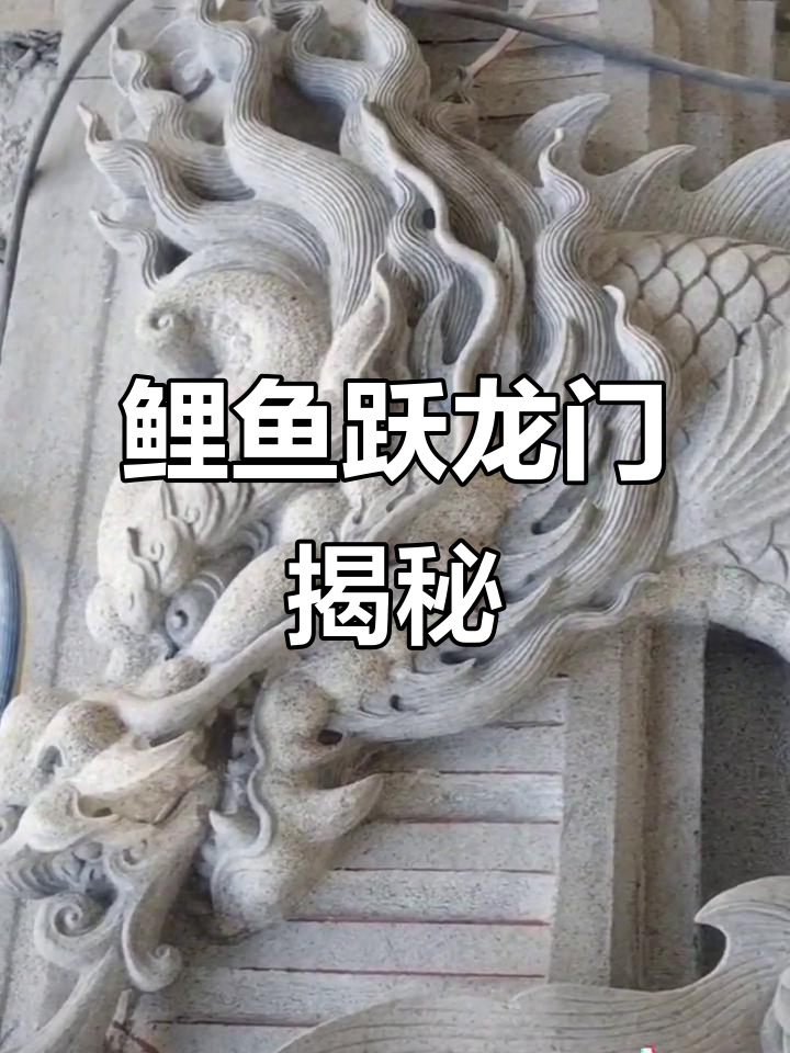 鲤鱼吞龙珠,跃龙门成真!传说中的鳌鱼惊现石雕