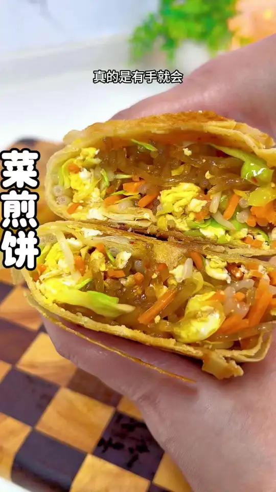 一星期能吃八回的菜煎饼,酥酥脆脆真的太香了!大鱼大肉吃腻了快来试试这个做起来简单又好吃#菜