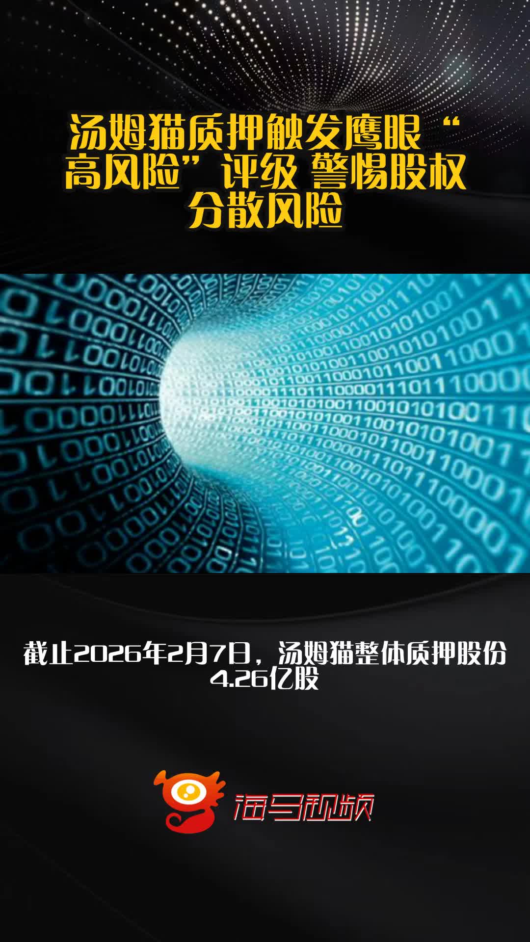 汤姆猫质押触发鹰眼“高风险”评级 警惕股权分散风险