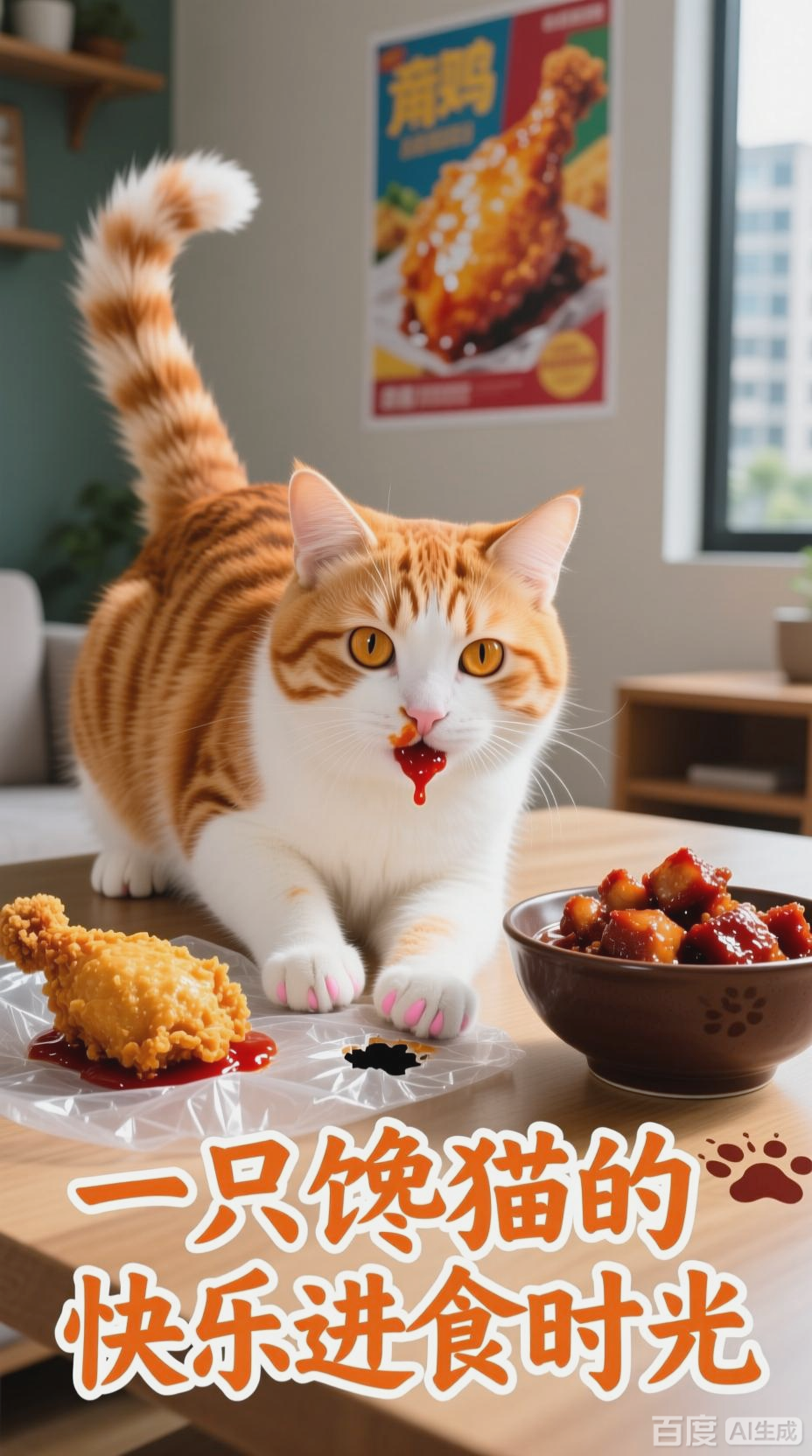 一只馋猫的快乐进食时光