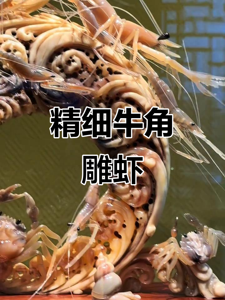 牛角雕虾栩栩如生,细节精致到连虾线都清晰可见