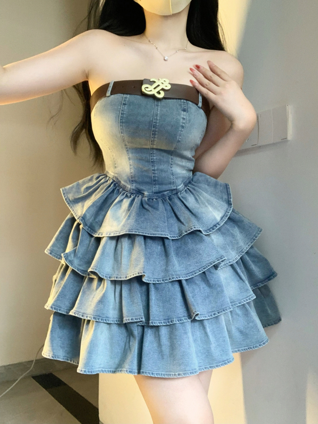 甜心辣妹牛仔蓬蓬蛋糕裙真的绝美～