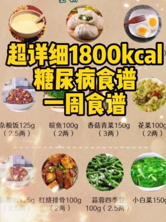 糖尿病食谱1800kcal,赶紧收藏吧
