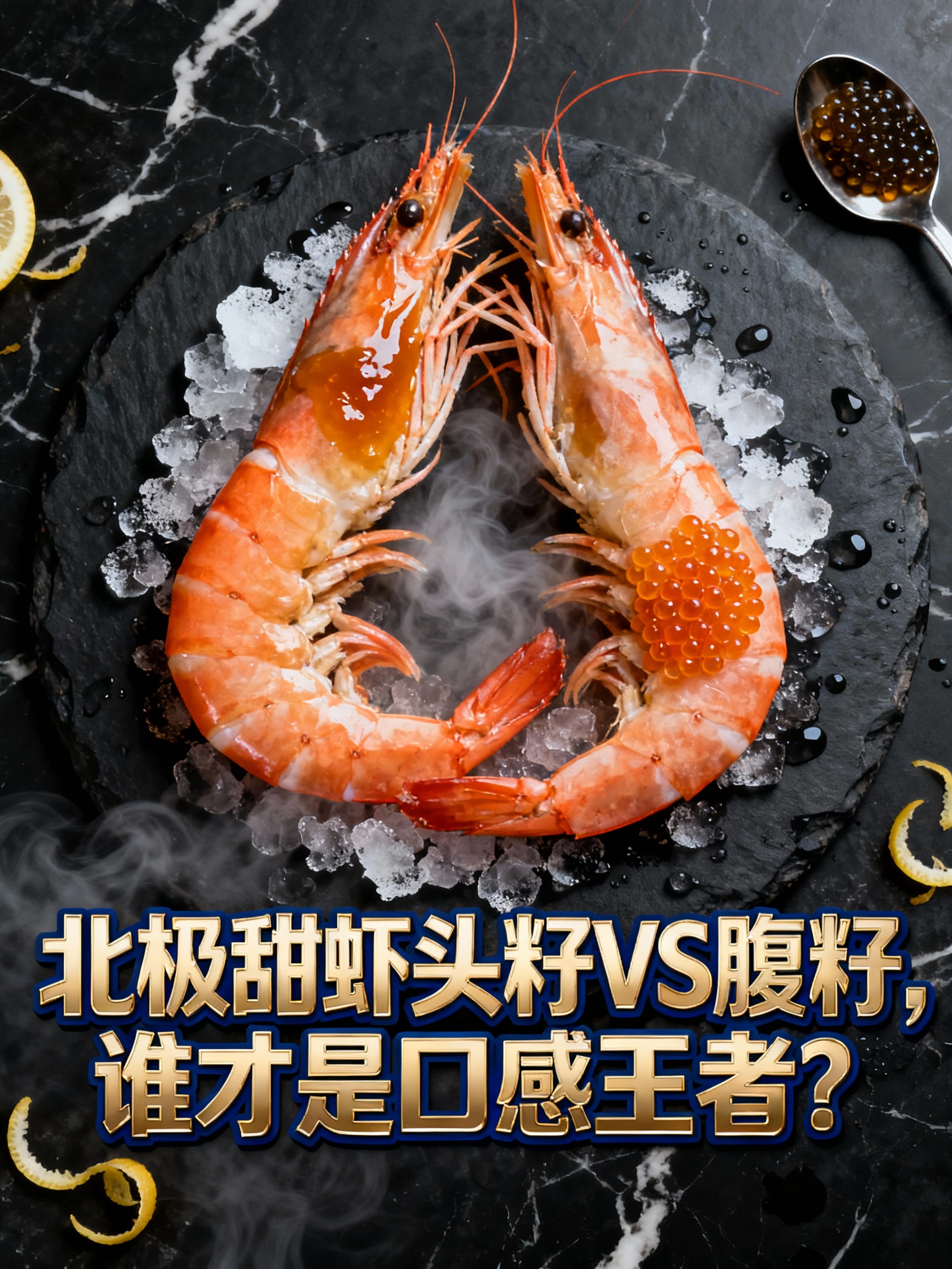 北极甜虾头籽VS腹籽,谁才是口感王者?