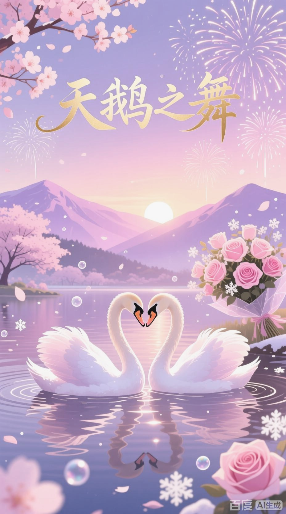 动态浪漫的天鹅主题视频