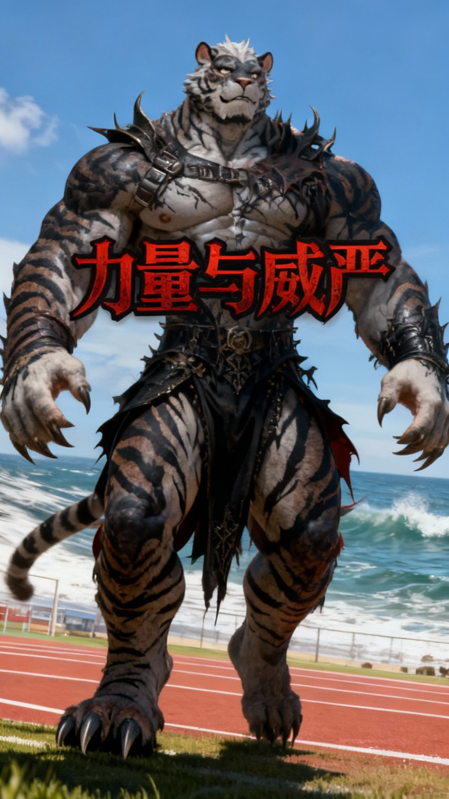 虎兽人肌肉展示，力量与威严并存