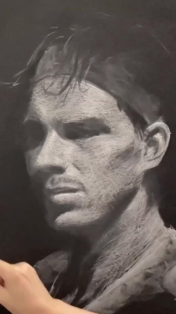 红土之王 素描头像 粉笔画 黑板报 速写 黑白画 素描人物