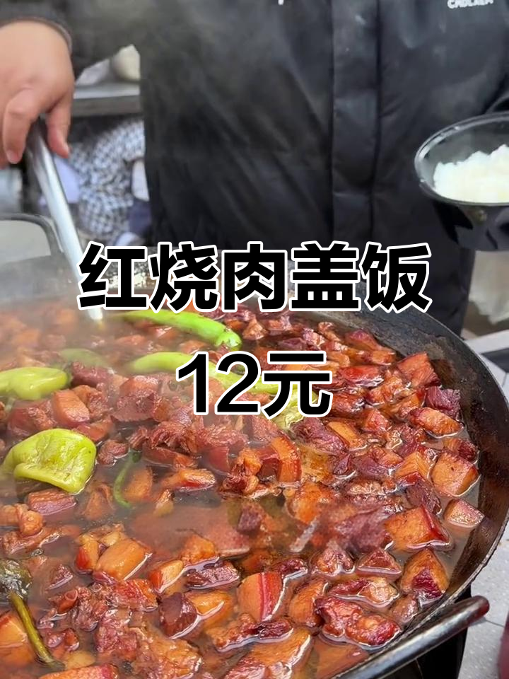 沈阳街头红烧肉盖饭,12元超值美味,东北人实在又好吃