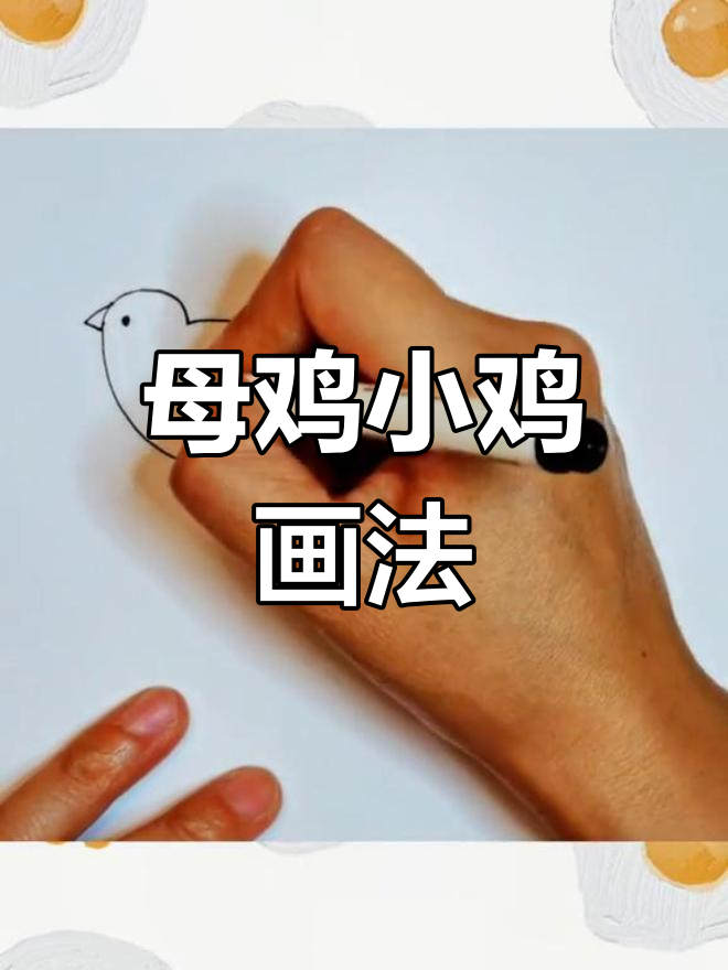 母鸡和小鸡简笔画,轻松学会亲子互动