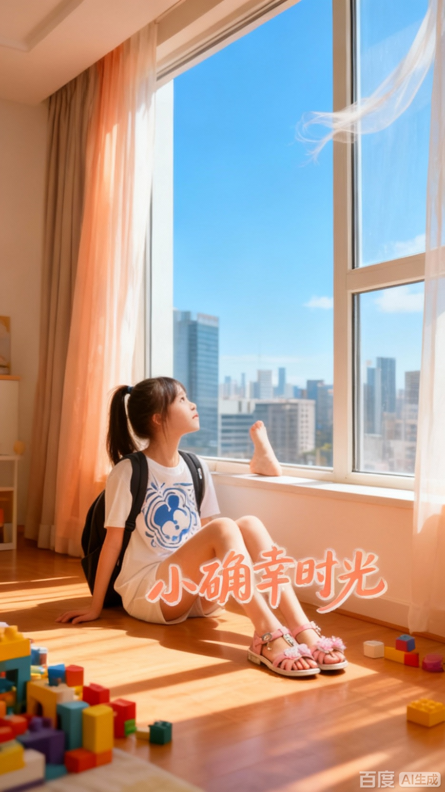 小女孩在家穿凉鞋的平静时光