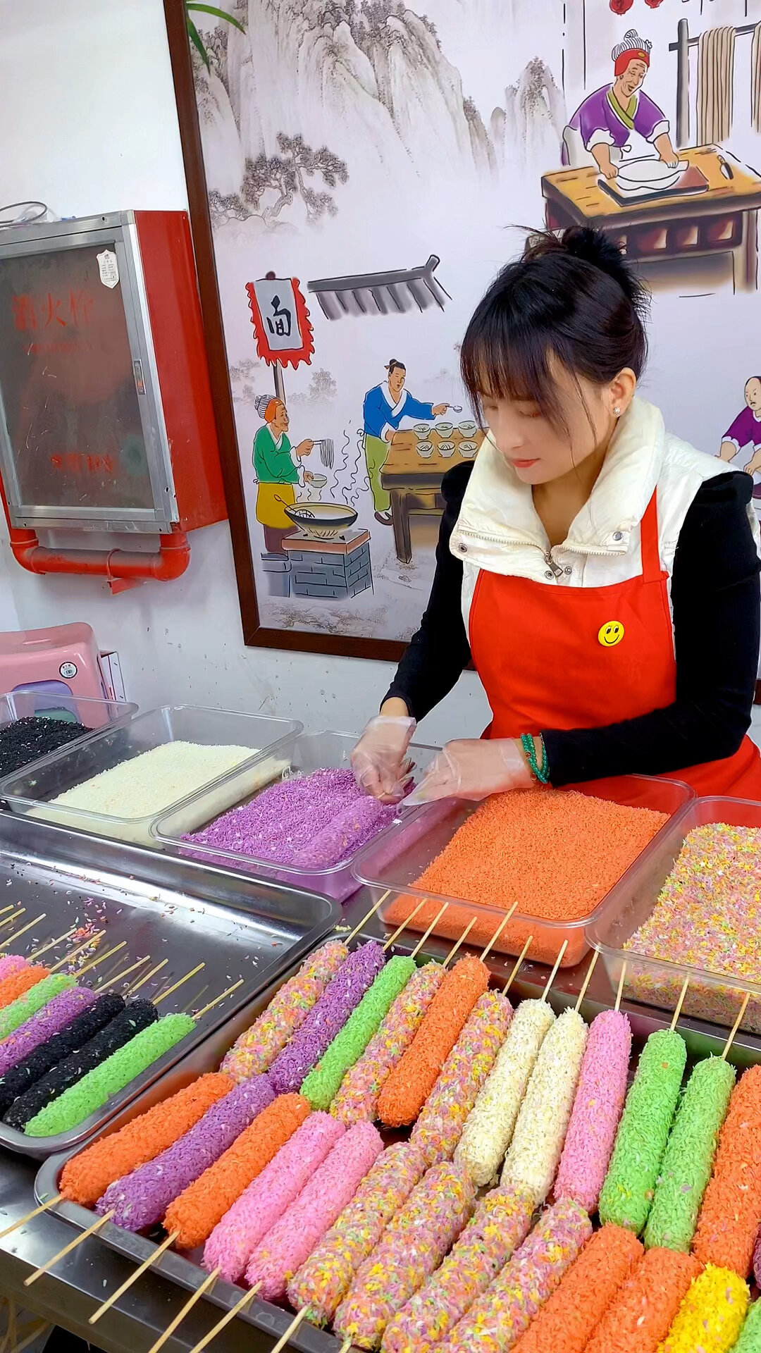 七彩棒棒鸡的制作方法