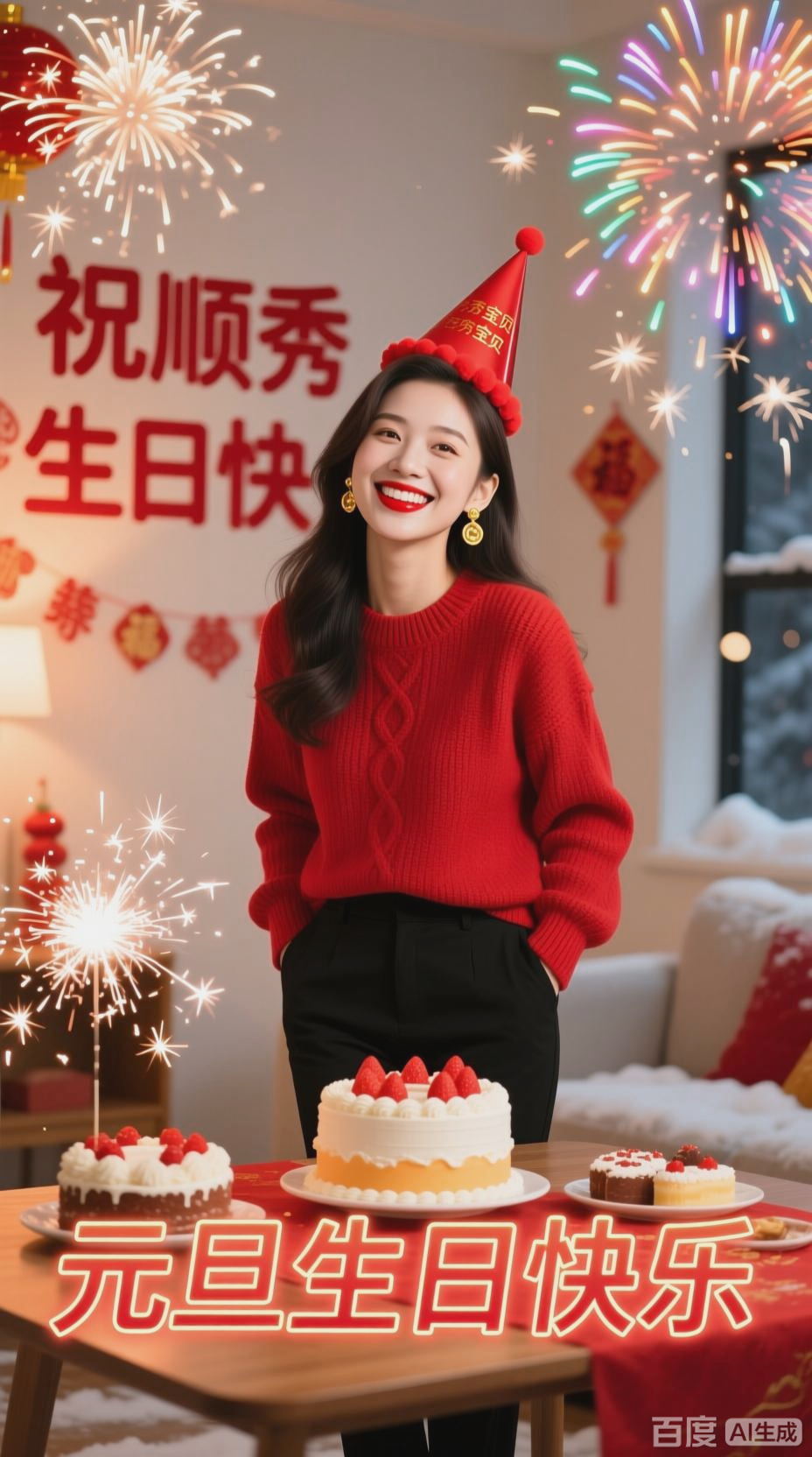 顺秀生日快乐,元旦喜庆祝福