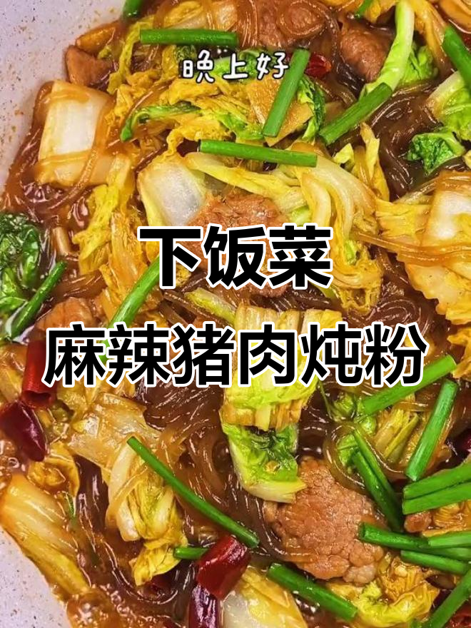 香辣下饭猪肉炒白菜,干辣椒和粉条让你食欲大开