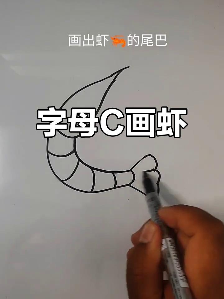 用字母C轻松画可爱小虾,简单又好玩