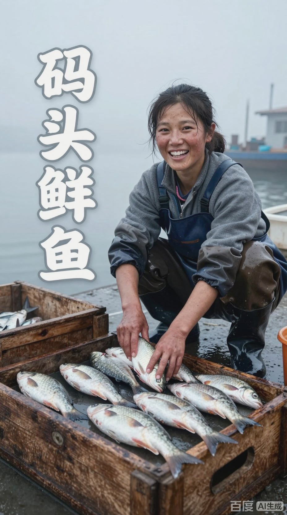 码头鲜鱼售卖,活鱼现杀鲜味浓