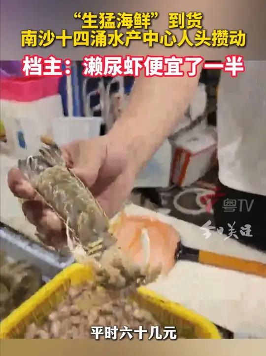 8月17日,广州南沙万顷沙镇“十四涌水产中心”人头攒动,几十个档口前围满了市民、游客,十分