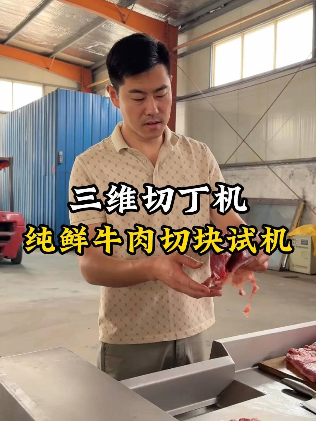 纯鲜牛肉切块试机,尺寸可按需定制