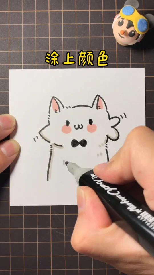 画小猫偷吃鱼