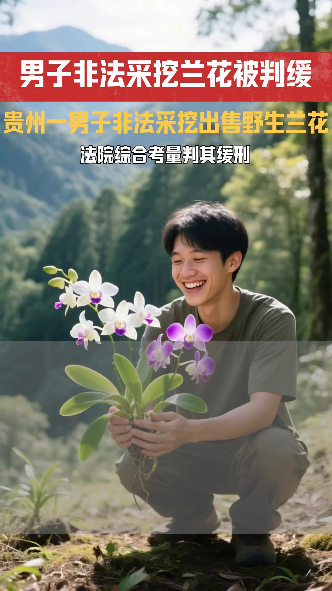 六大消息之采挖事件 贵州男子非法采挖出售野生兰花被判缓刑的法律依据是什么