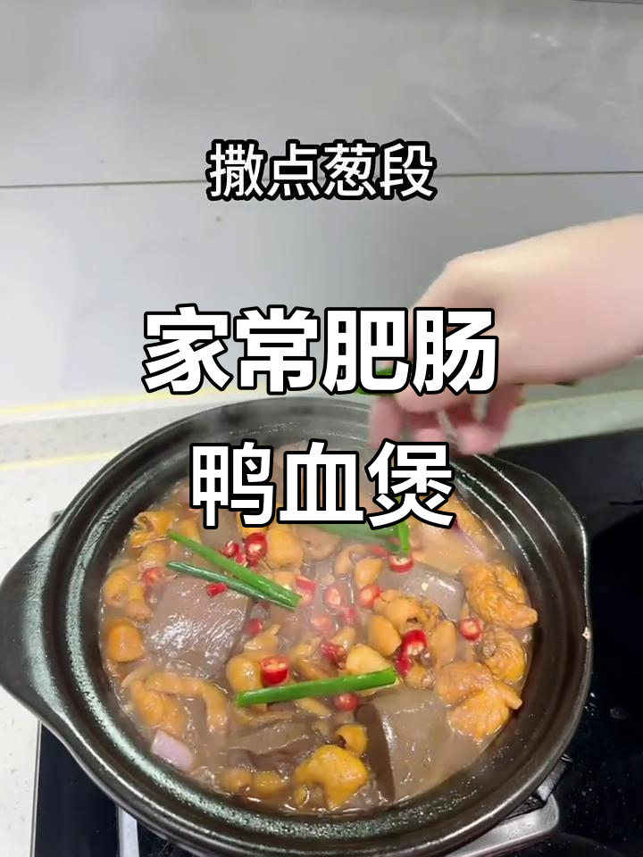 肥肠鸭血煲家常做法,简单又美味